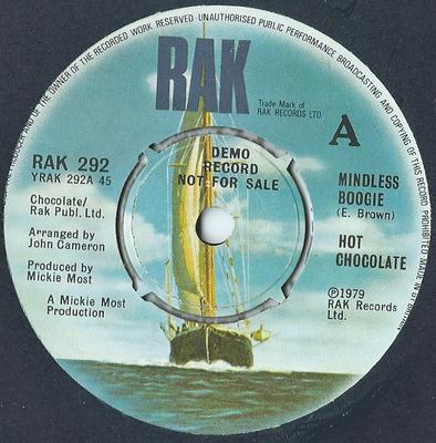 7inch Record HOT CHOCOLATE - Mindless Boogie  RAK292 RAK 1979 UK Soul/Funk Used