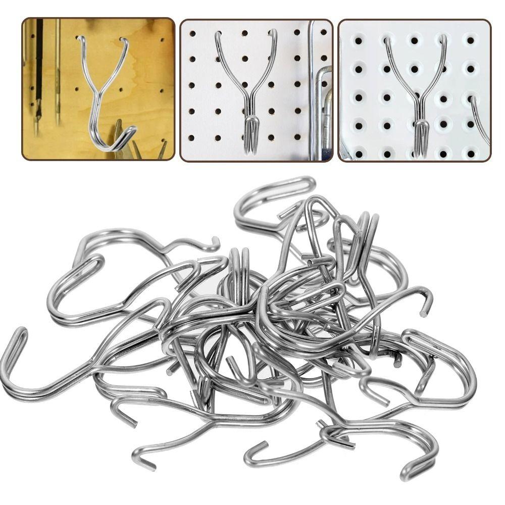 10 pcs Display Peg Board Hook Storage Racks Hanging Boards Hole Hooks Stainless Steel Pegs Grid