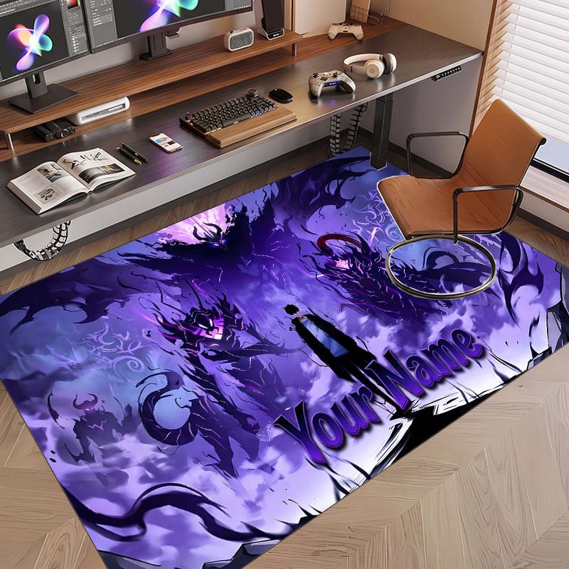Custom Name Crystal Velvet Rug,Solo Leveling Comfortable Anti Slip Floor Mat For Room Decoration