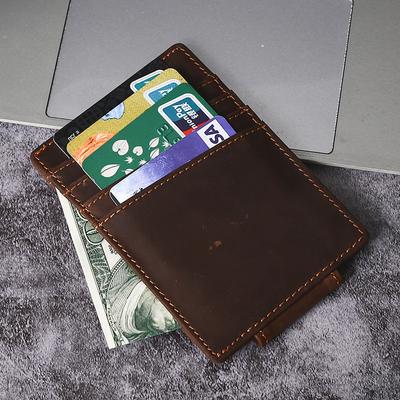 Money Clip Leather Wallet for Men Slim Front Pocket RFID Blocking