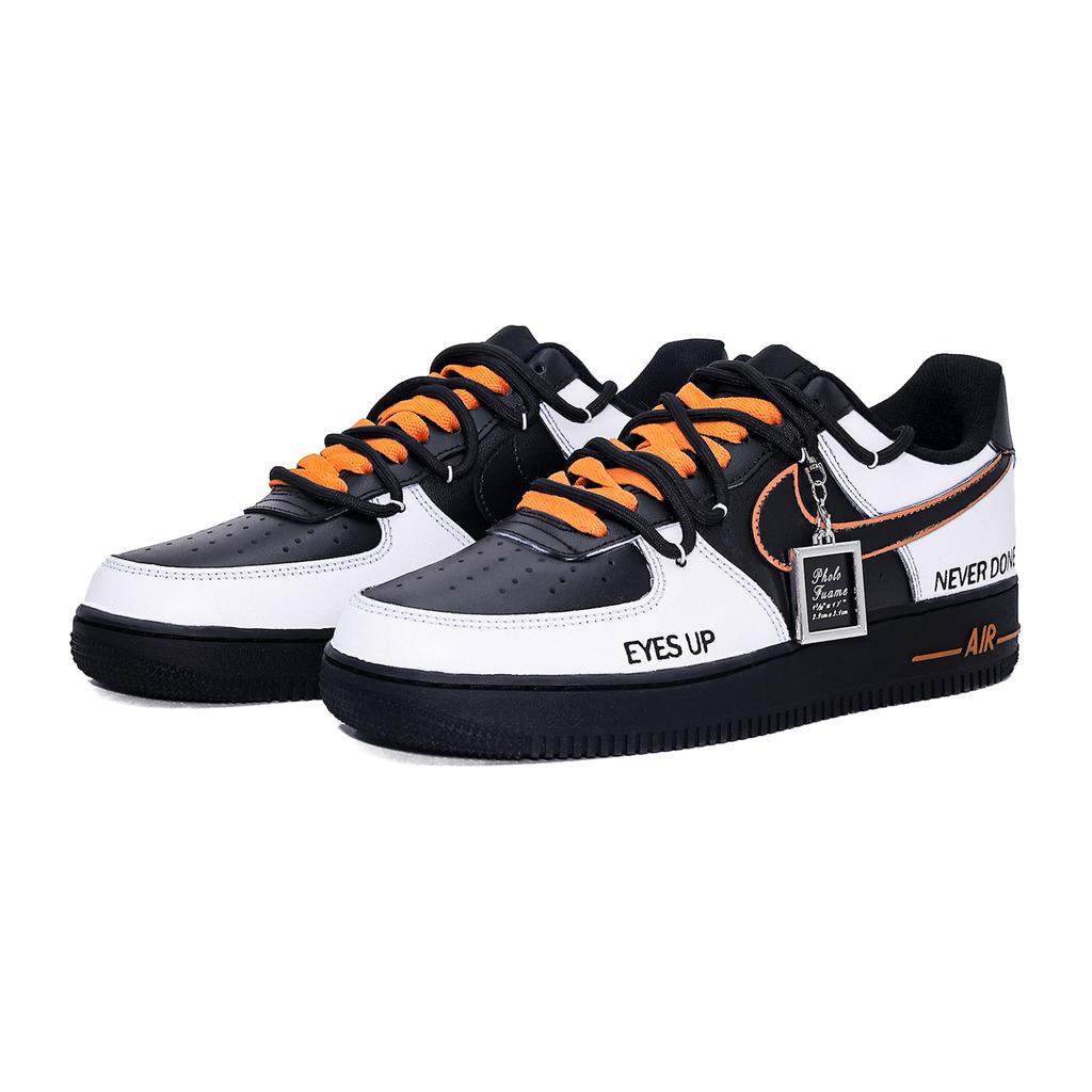 Nike Air Force 1 Cushioning, Wear Resistant Low Top Skateboard Shoes Unisex Black White CW2288-001(Team1375-BAG)