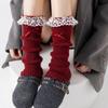Red Color Leg Warmers Thickened Middle Tube Socks New Hosiery  Gift