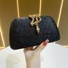 Snake Pattern Evening Clutch With Chain Lock For Party And Formal Events