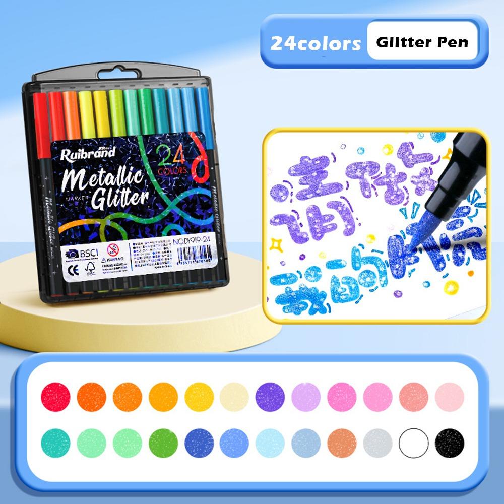 Multi-color 72 Colors Glitter Pen Soft Head Glitter Effect Art Marker Pen Flashing Pen DIY Drawing