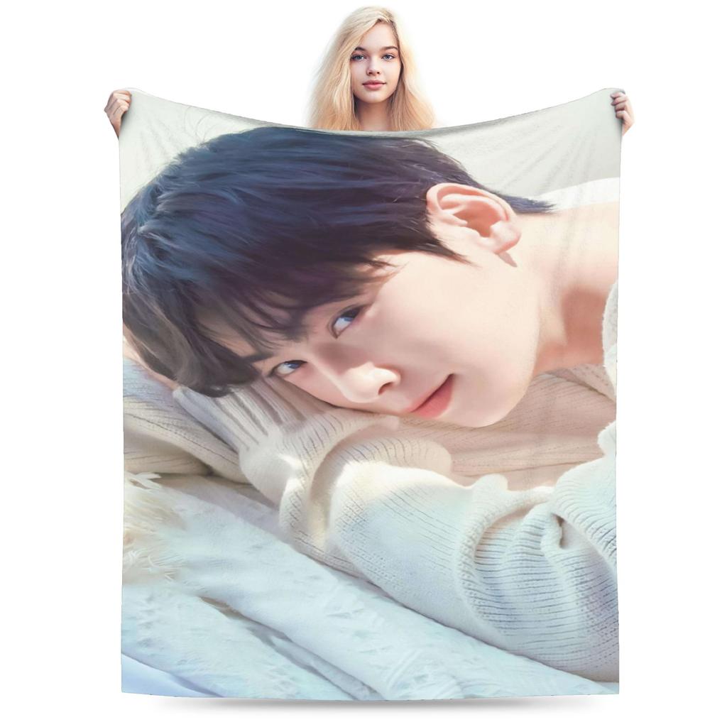 Cha Eun Woo Flannel Blanket Winter Warm Soft Throw Blanket for Child Home Decor Fluffy Bedspread Sofa Bed Cover