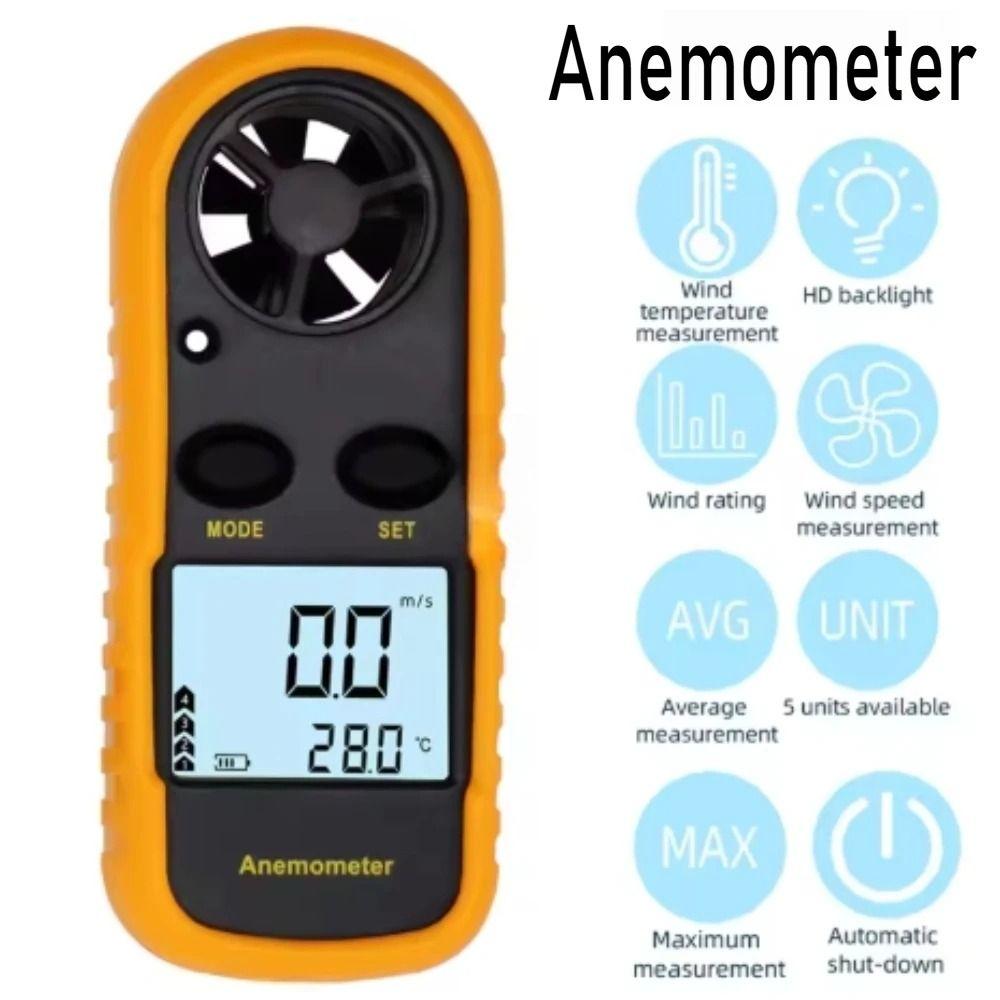 LCD Display Digital Anemometer Hand-held Wind Speed Meter Temperature Tester  Portable Use