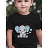 Boys Cute Cartoon Elephant Print Crewneck Short Sleeve Tee, Summer Casual Top for Kids
