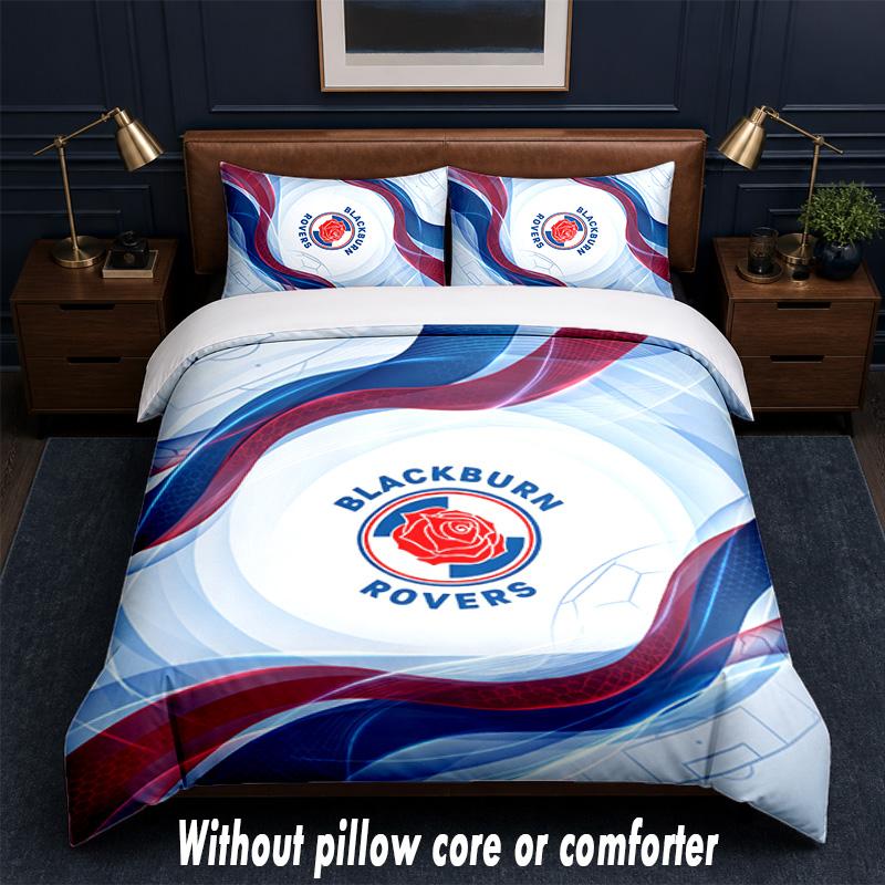 Blackburn Rovers Football Design Bed Bedding Set 1 Duvet Cover + 2 Pillowcases Soft Breathable Household Bed Linens