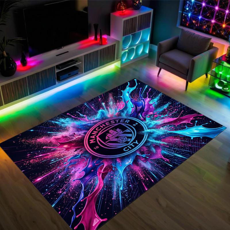 Manchester City Design Crystal Velvet Carpet Cozy Non?Slip Printed Rug For Bedroom Living Room Entrance