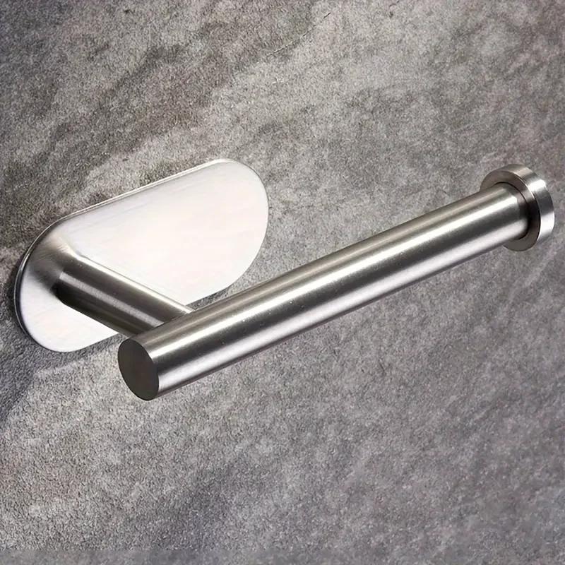 1pc-Stainless Steel Paper Towel Holder No Punch Wall Mount Paper Roll Shelving Toilet Home Bathroom Kitchen Organizer