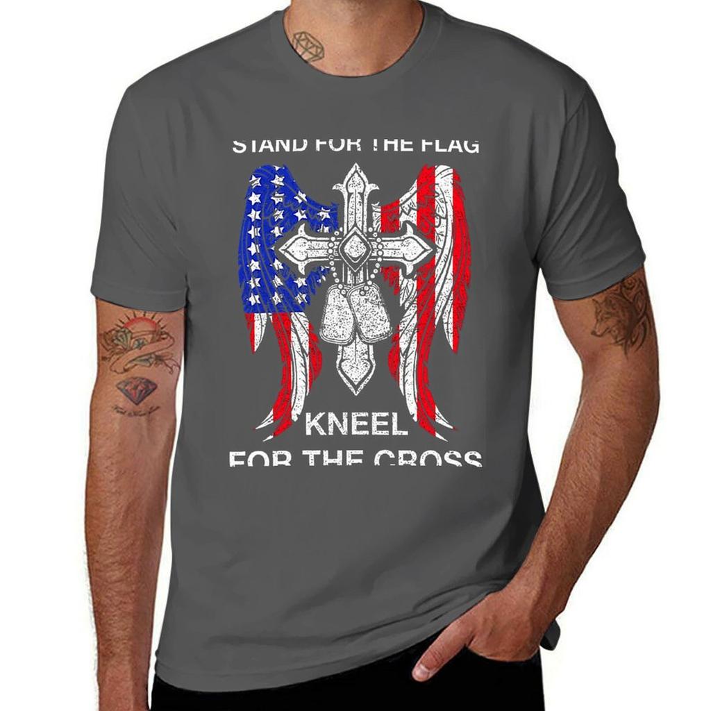 Stand For The Flag Kneel For The Cross Tshirt Big And Tall Casual Tshirt