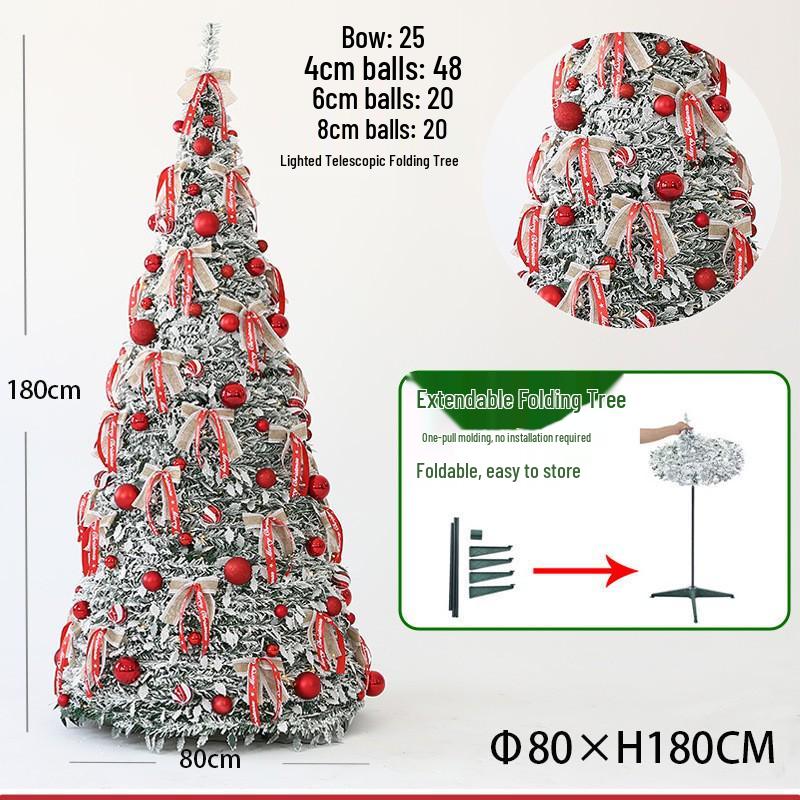 Automatic Folding Telescopic Christmas Tree with Lights for Home, Commercial, and Supermarket Decorations