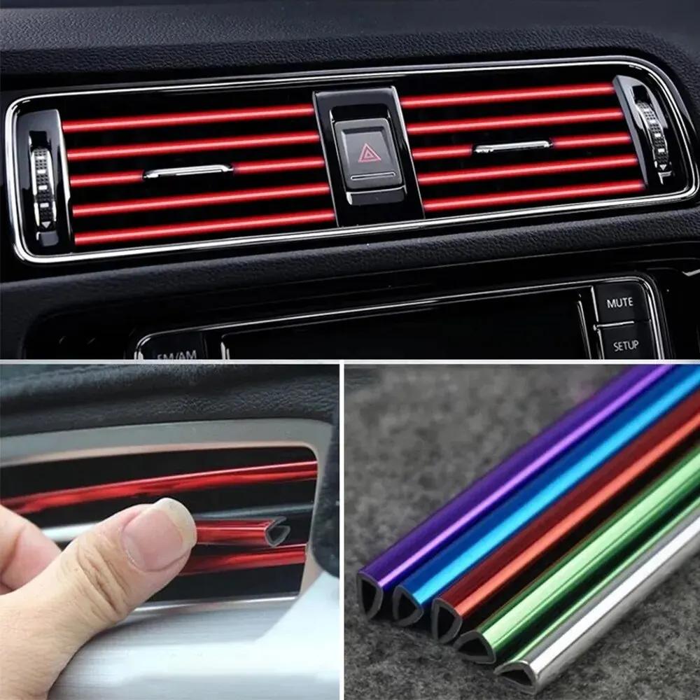 10pcs/lot Car Styling Plating Air Outlet Trim Strip Interior Air Vent Grille Switch Rim Outlet Decoration Strip DIY Modification