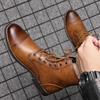 Men's Retro Korean Style High-Top Leather Martin Boots with Plus Velvet, Large Size Cotton Work Boots for Autumn
