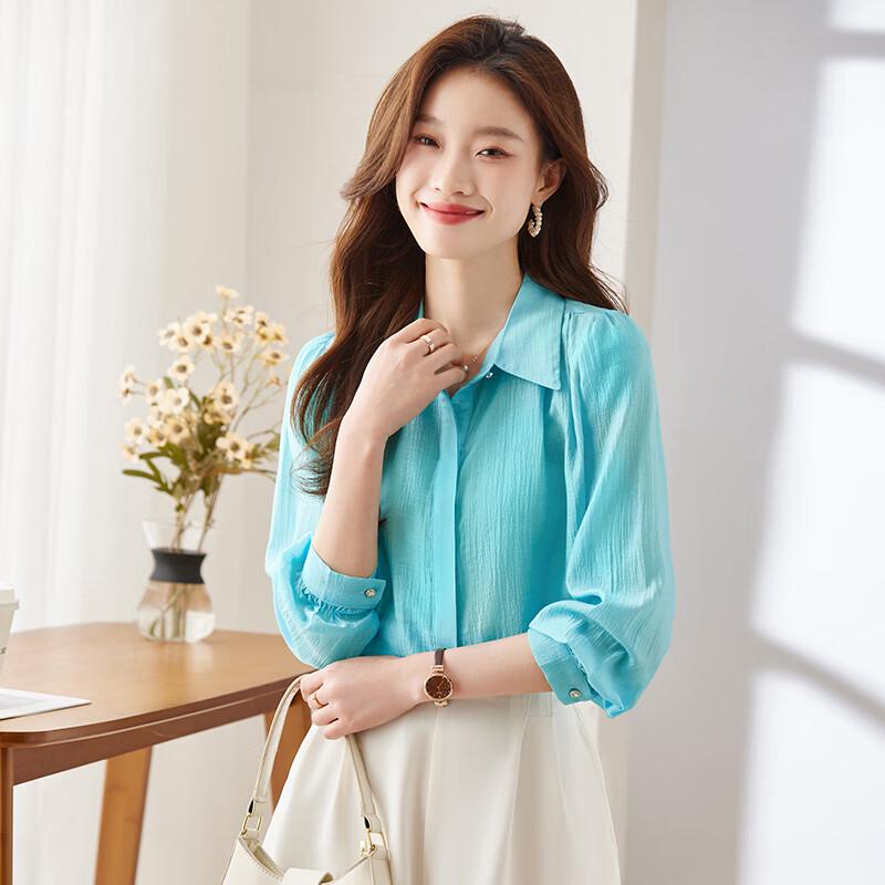 Taluoman Women s Wrinkle-Free Chiffon Long-Sleeve Blouse 2XL