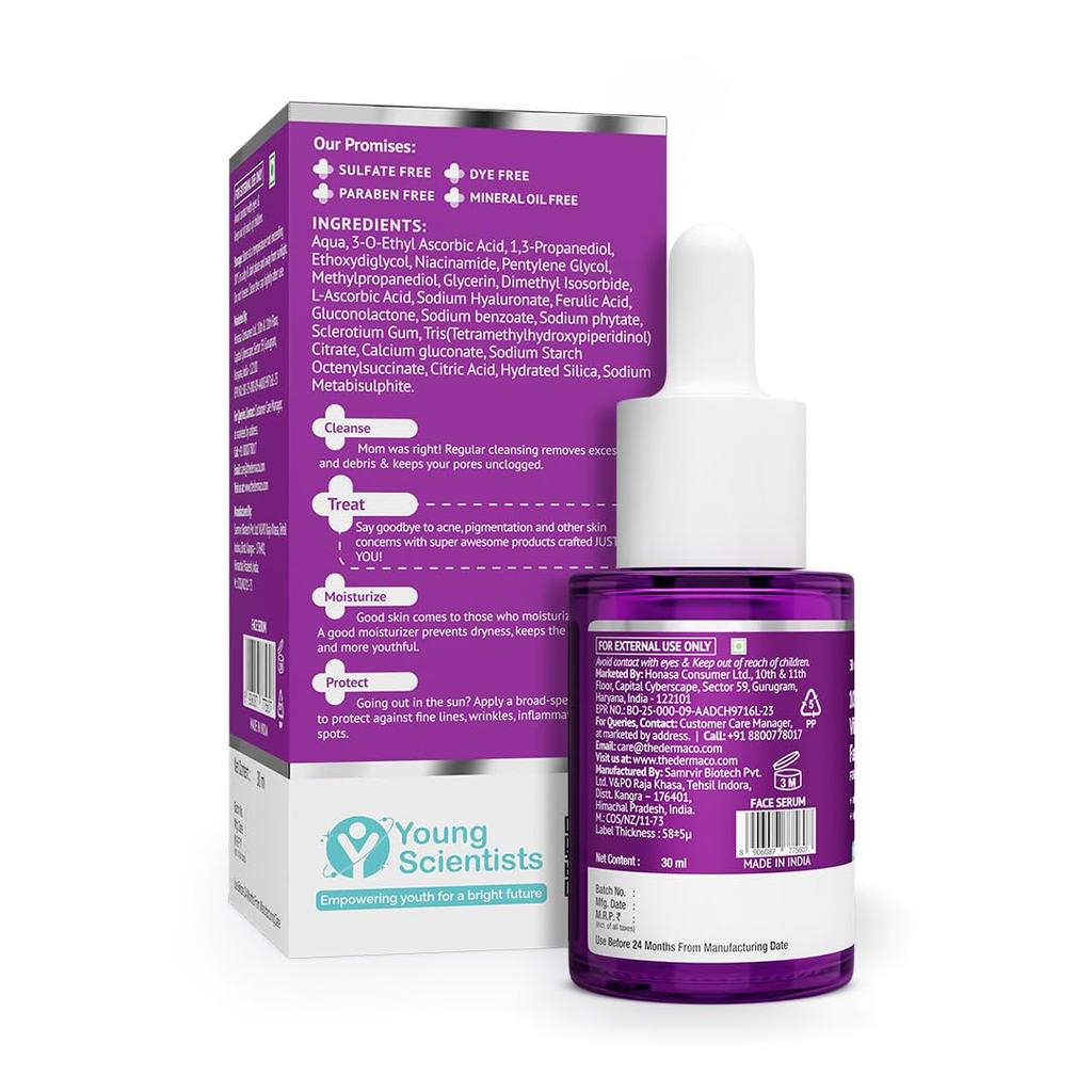 The Derma Co 10% Vitamin C Face Serum with 5% Niacinamide for Brightening & Dark Spot Reduction 30 Ml
