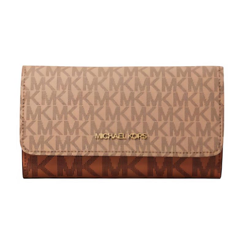MICHAEL KORS Jet Set Signature Coated Canvas Wallet Large Women s Brown коричневый