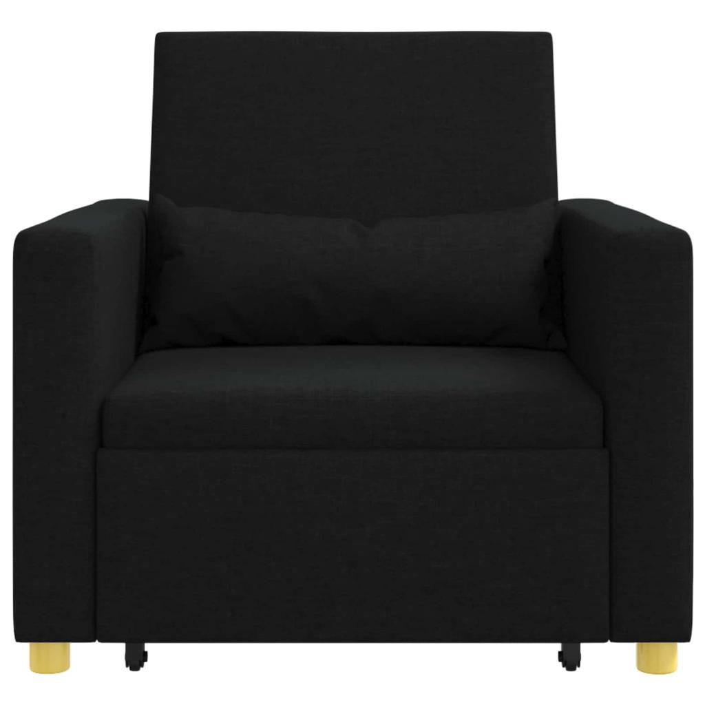 Extendable Sleeper Sofa Single Black 90 x 165 x 87 cm Fabric