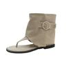 Joint Canvas Flip-flops Pants Boots Women's Sandals Short Boots 2025 Summer New Flat Open-toed Hollow Cool Boots
