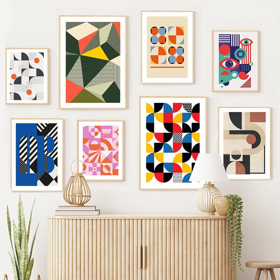 Bauhaus Lines Stripe Geometric Wall Art Posters Prints Nordic Abstract Canvas Painting Hotel Bar Pictures For Living Room Decor
