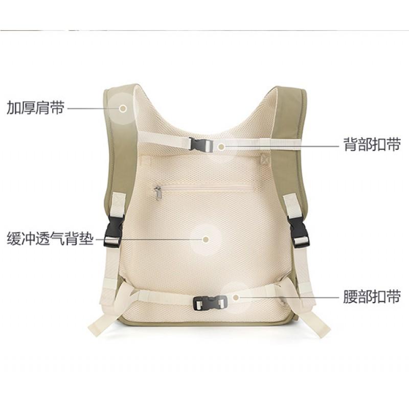 Portable Pet Carrier Backpack Cats Small Dogs Up To 3kg - Breathable Nylon Chest Harness Bag Olive Green / Beige Navy