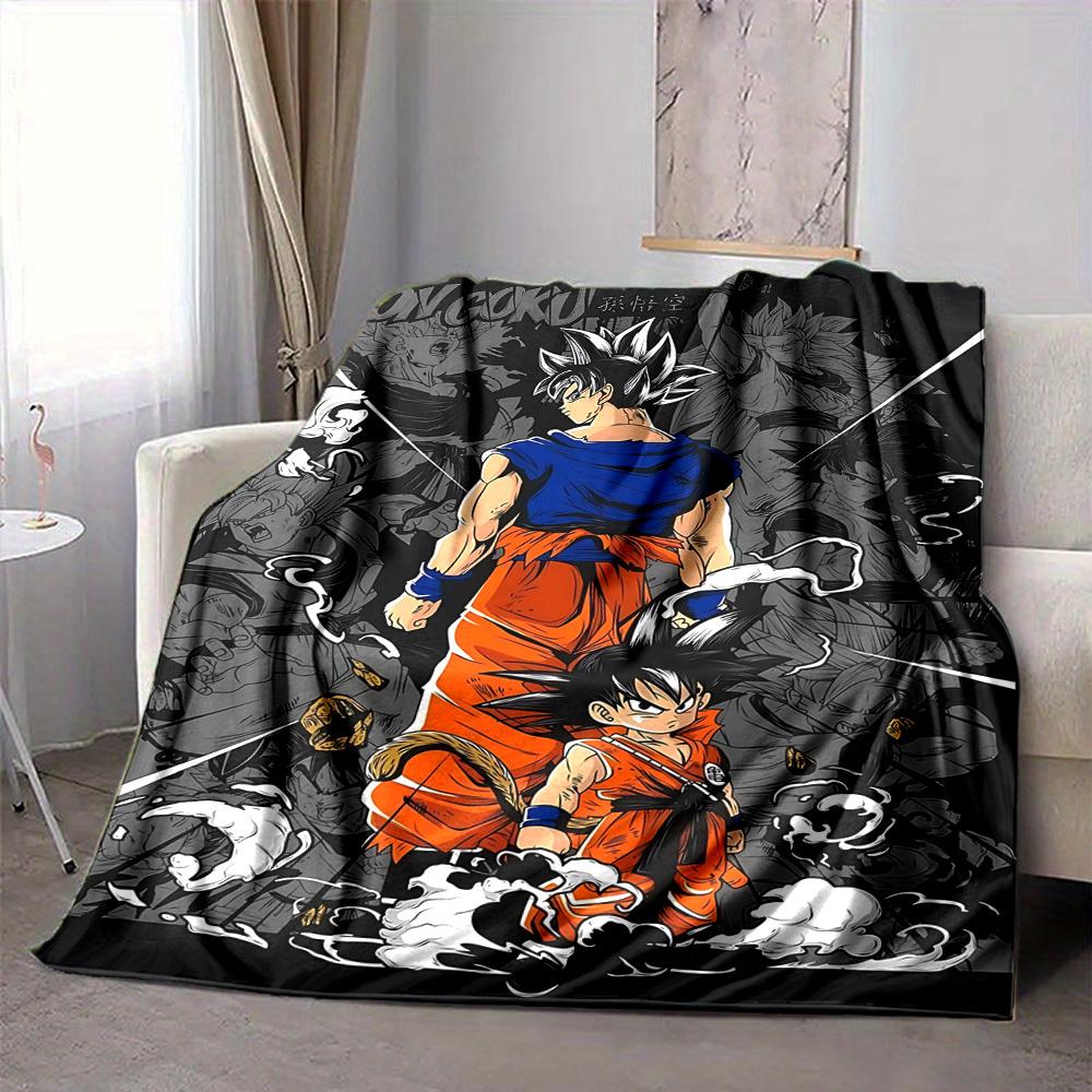 1pc DragonBallZ, Goku Flannel Blanket [Cozy Throw Blanket] For Sofa, Bed, Travel, Camping, Livingroom, Office, Couch, Chair, And Bed