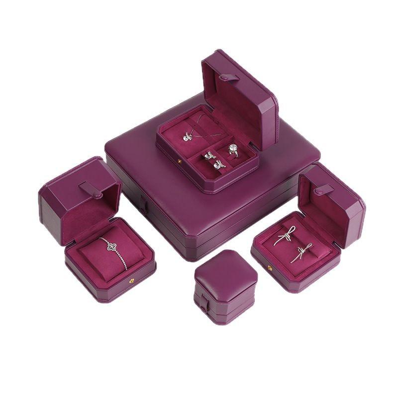 Wonderful Pack High-Grade Leather Hand-sewn Square Luxury Jewelry Packaging Box for Rings Necklaces Bracelets Watches Storage