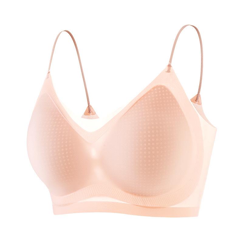Summer ice silk seamless D ultra-thin fixed cup soft support underwear small chest gathering naked bra ice breathable