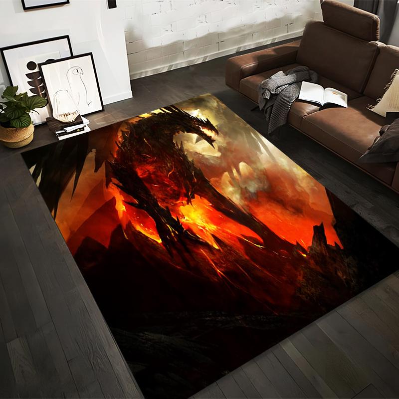 

Fantasy Fire Dragon in Lava Environment Artwork with Dark Epic Style and Fiery Colors Suitable for use as an anti-slip1 for1room and bedroom sofas 40x60cm( 15x23in )
