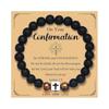 Black Matte Stone & Tiger Eye Square Cross Pendant Bracelet