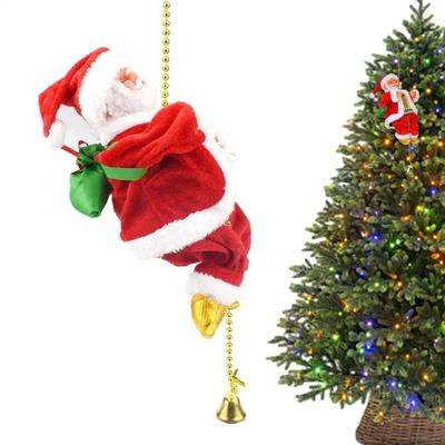 Christmas  Santa Claus Climbing Beads Santa Claus Doll with Light Music Family Party Decorations Christmas Gifts