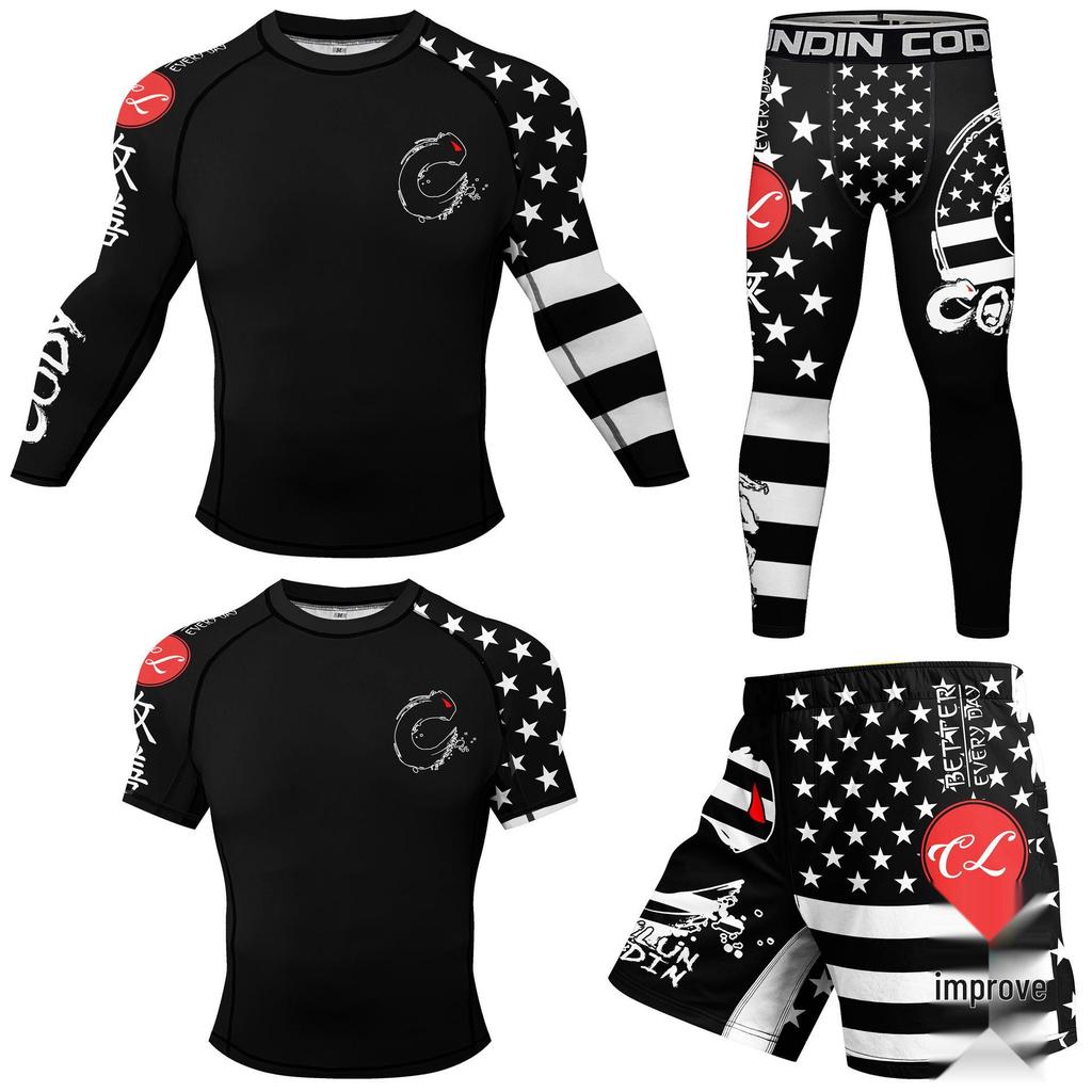 Men's Quick-Dry Fitness Compression Suit: 4-Piece Set for Running and Outdoor Activities