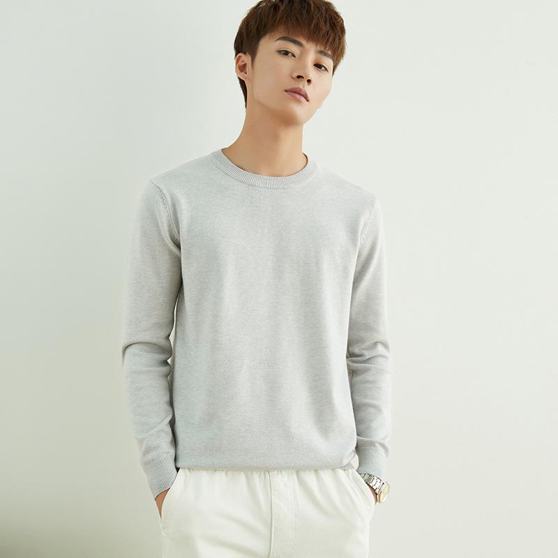 Autumn and Winter V-neck Round Neck Men's Knit Sweater Simple Wind Wild Color Pure Color Pullover Sweater Bottoming Business Sweater