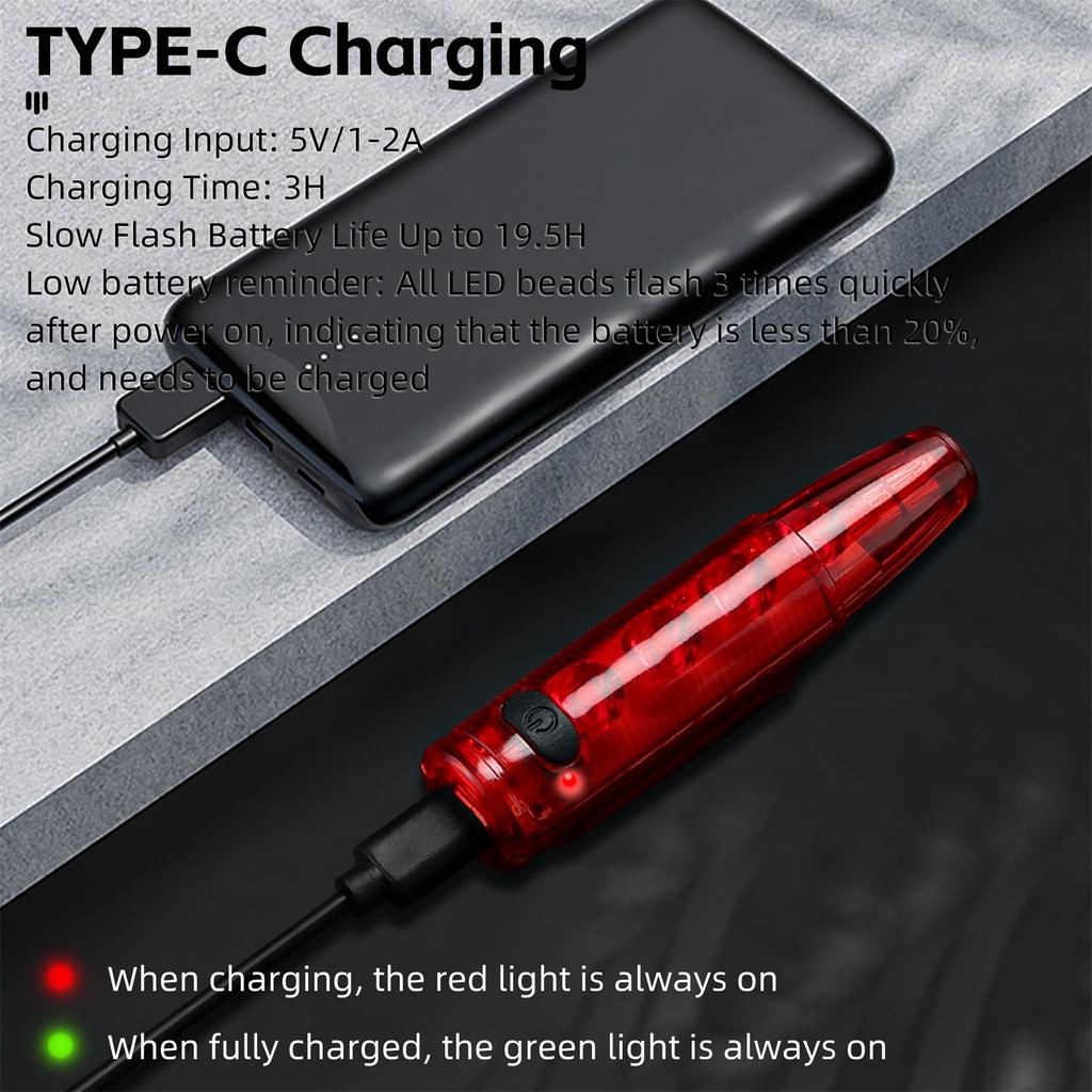 Lampka tylna roweru, ładowana przez USB, wielofunkcyjna lampka tylna roweru o wysokiej widoczności z hamulcem