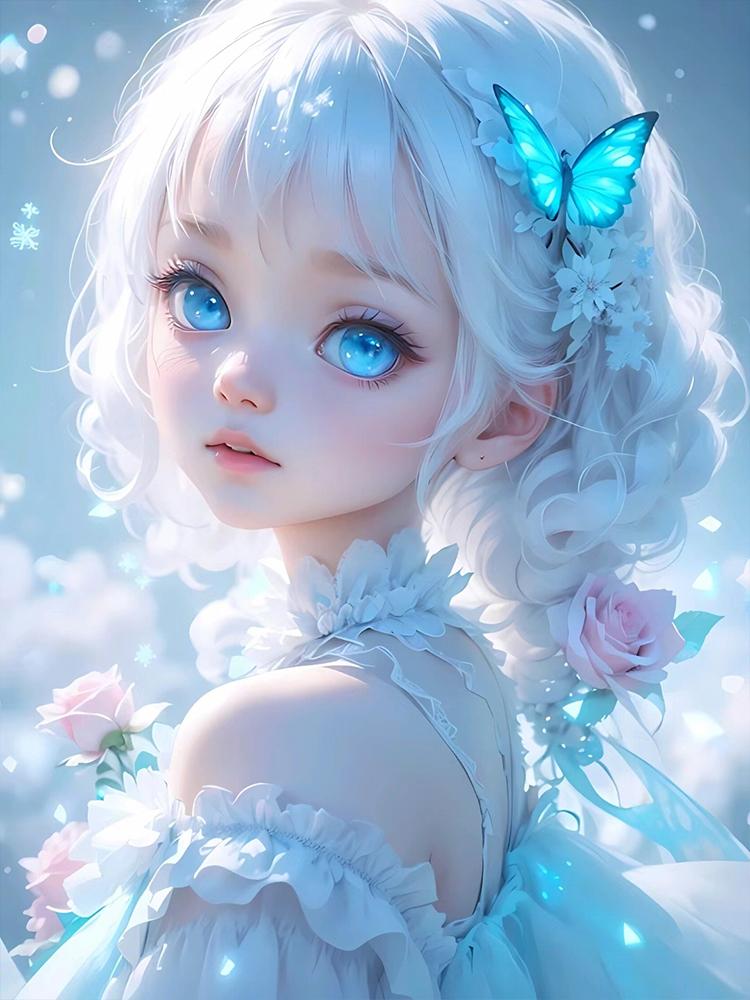 5D DIY Full Round Square Diamond Painting Cartoon Butterfly Girl Set Mosaic Home Decoration Art Craft Home Decoration Gift