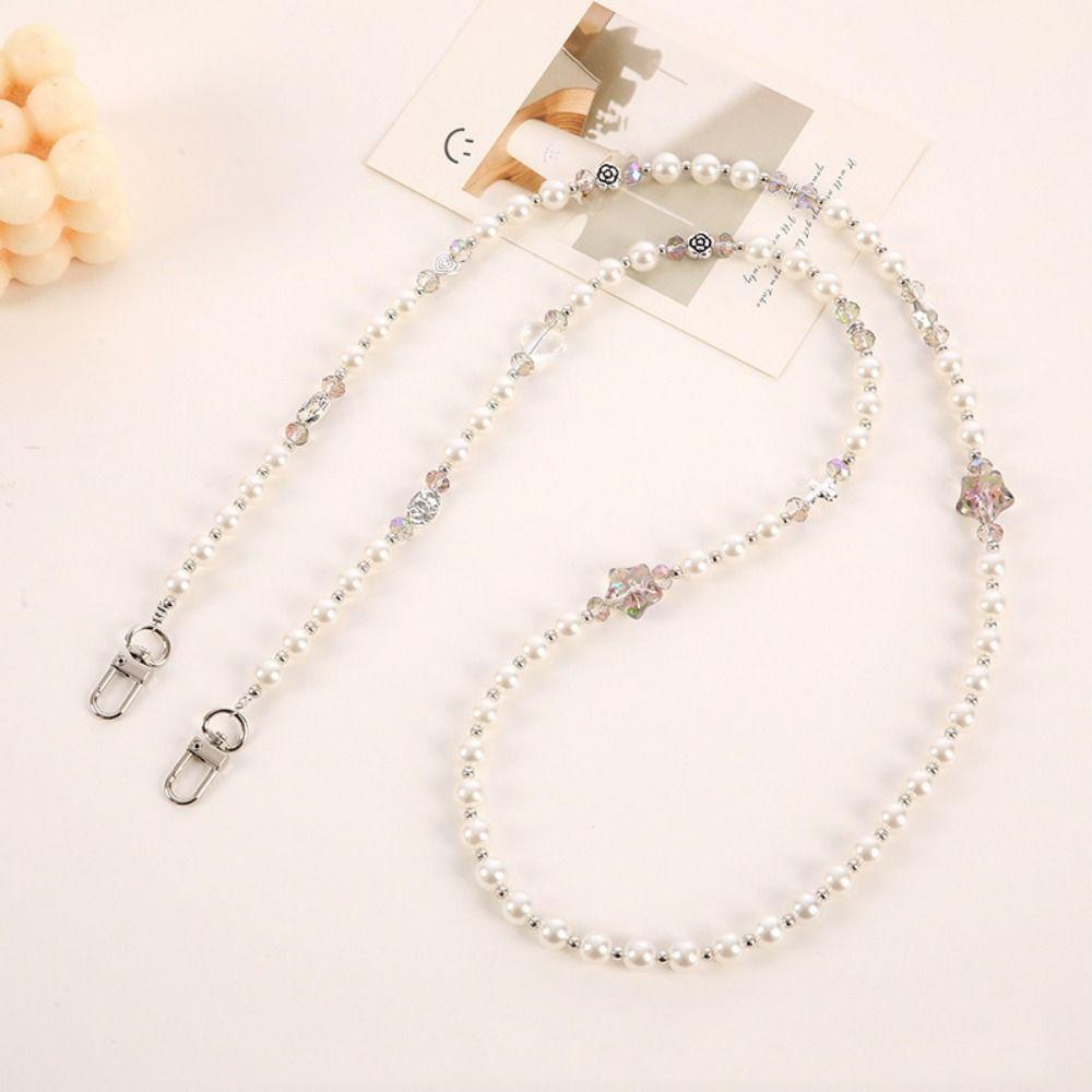 Bowknot Mobile Phone Lanyard Flower Beads Phone Neck Straps  Phone Case Hanging