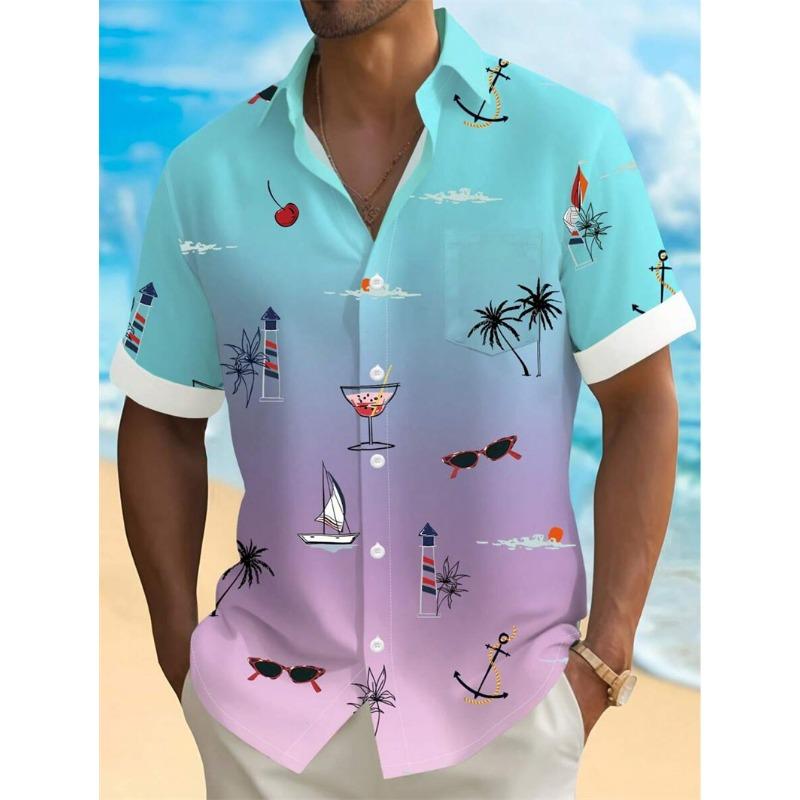 2026 Camicia da uomo hawaiana a maniche corte casual slim moda lussuosa nera sociale retrò divertente abbigliamento