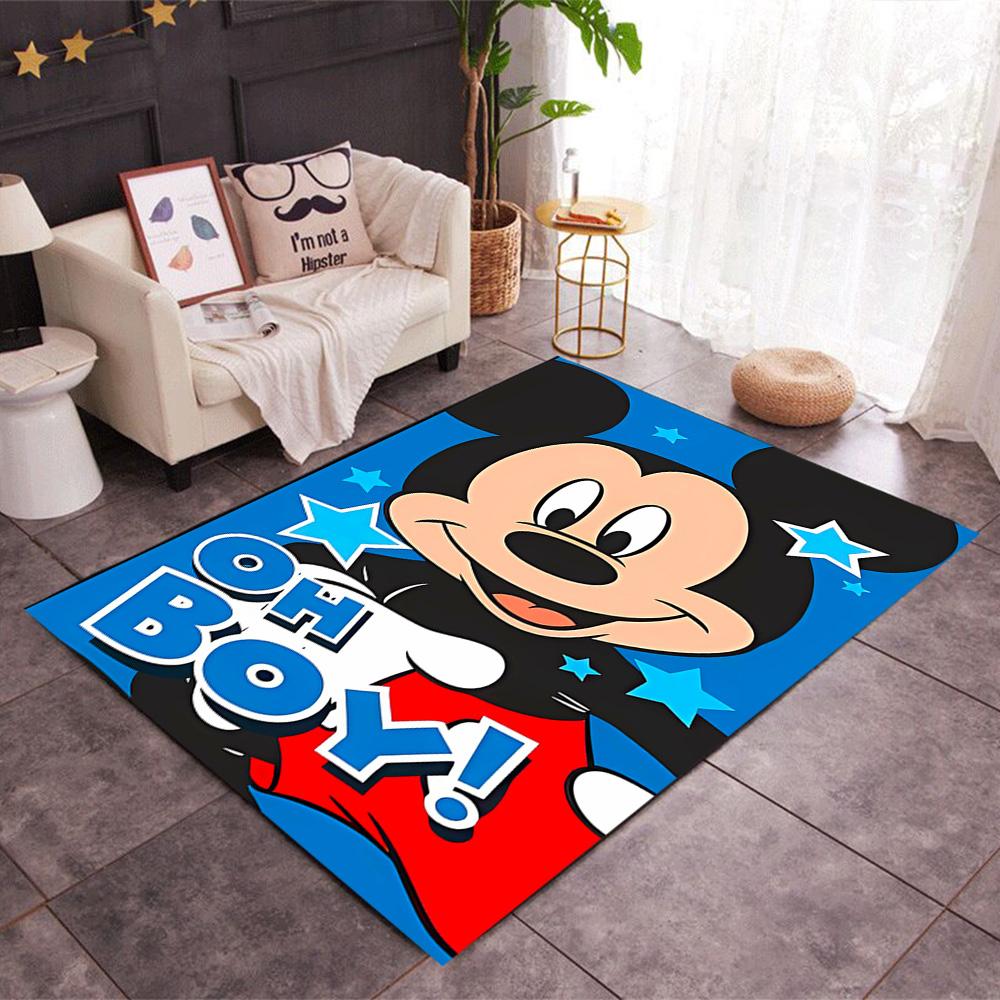 Mickey Mouse Adventure Disney Cartoon Theme Anti-Slip Rug - Polyester, Home Decor, Suitable for Bedrooms, Living Rooms, Doorways, and Studios