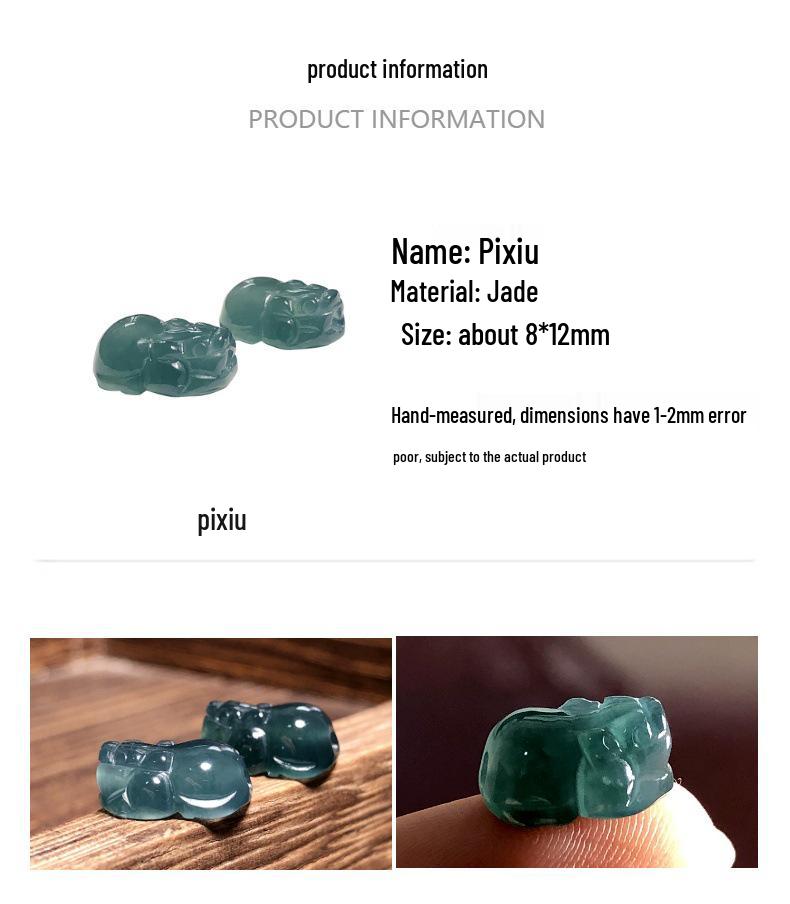 Grade A Natural Weliang Blue Jade Pixiu Accessories with Through-Hole for DIY Bracelets and Pendants