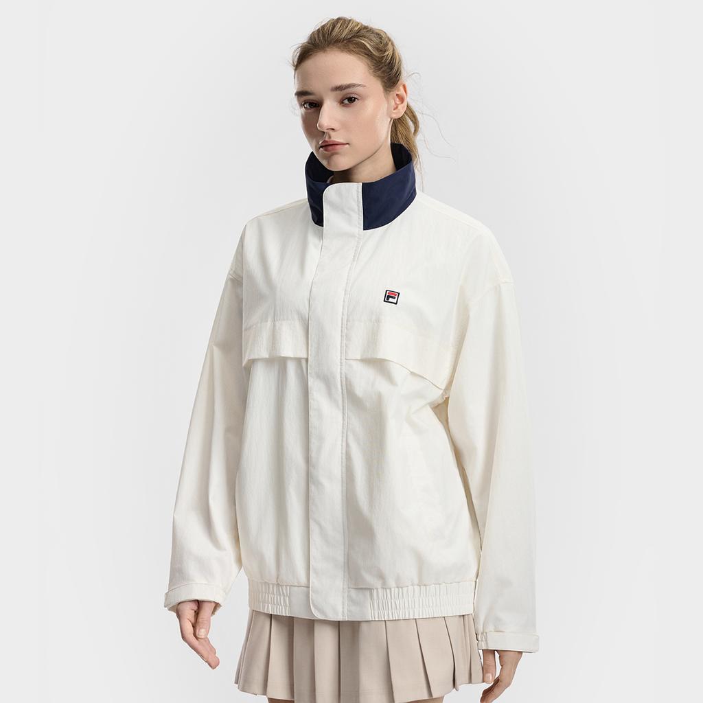 Fila Tennis Trendy Comfortable Casual Sports Workwear Versatile Woven Jacket Unisex Jackets Cloud-Mushroom-White A51U613701FWT