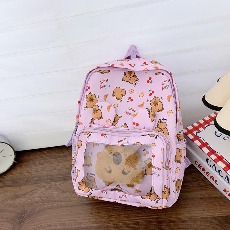 Capybara Backpack Children Cartoon Itabag Adjustable Shoulder Straps Schoolbag