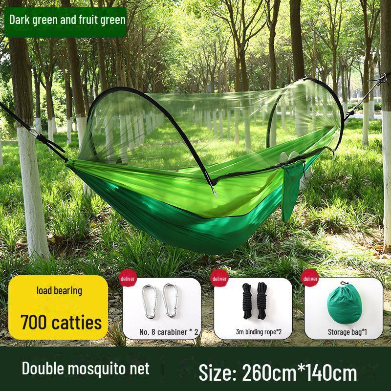"""Schnellöffnende Mückendichte Outdoor-Hängematte mit Netz - Einzel-/Doppel-, Kippsicher, Nylon"""