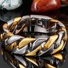 Polished Stainless Steel Hand Accessories 20MM Wide Iron Cuban Chain Men's Wrist Bracelet Luxury Never Fade Gold Color Men‘s Jewellery Boy