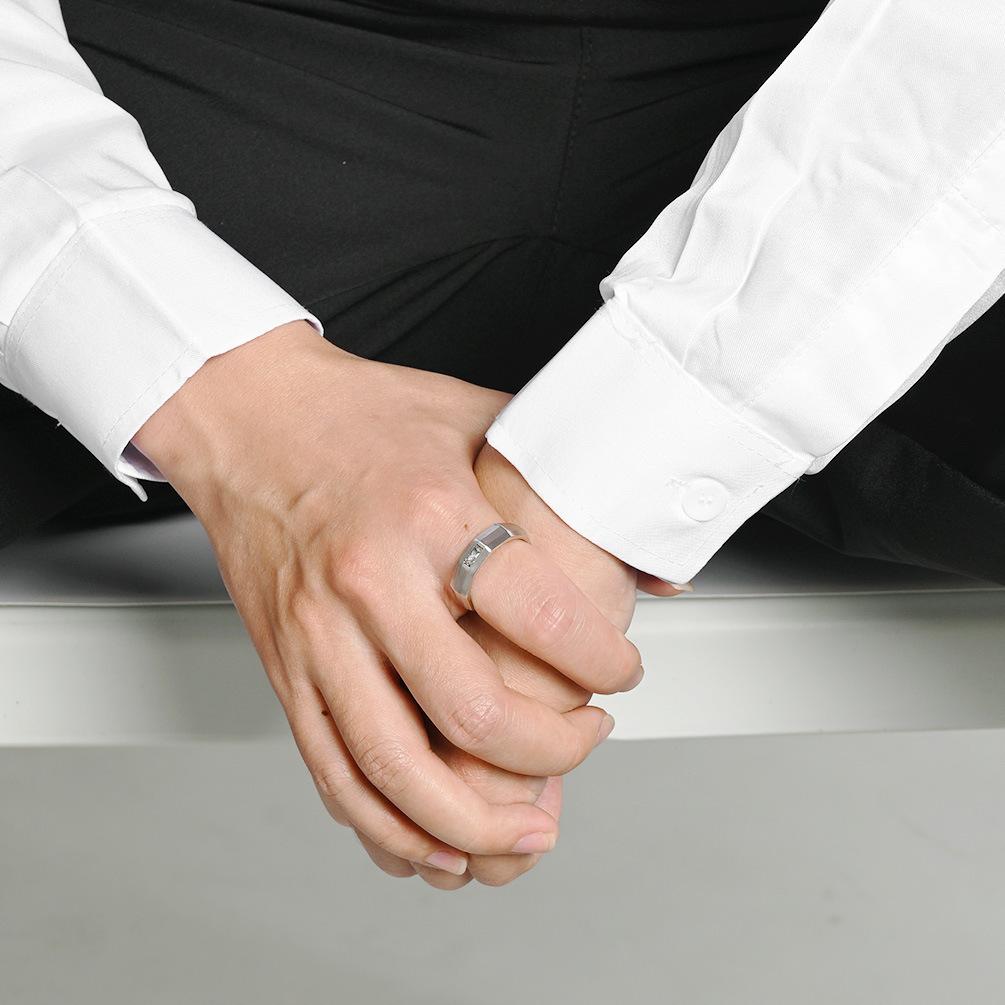 Unisex Geometric Faceted Titanium Steel Ring Minimalist Angular Cut Band Niche European American Street Style Fashion Jewelry