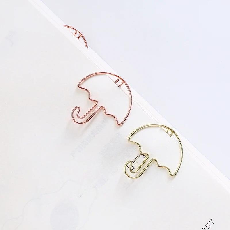 30pcs Umbrella Shape Paper Clip Creative Cute Bookmark Metal Color Cartoon Paper Clips for Planner Office Stationery