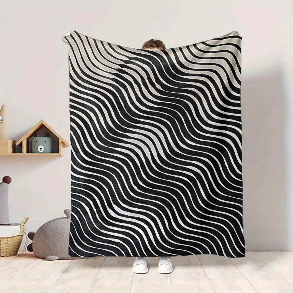 1pc Zigzag Mona Lisa Pattern Blanket Soft All Season Throw with Vibrant Design, Perfect for Home, Travel, and Gifts, Ideal for Naps and Camping