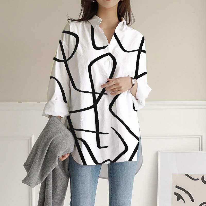 

ZANZEA Женская повседневная свободная блузка с отложным воротником и длинными рукавами