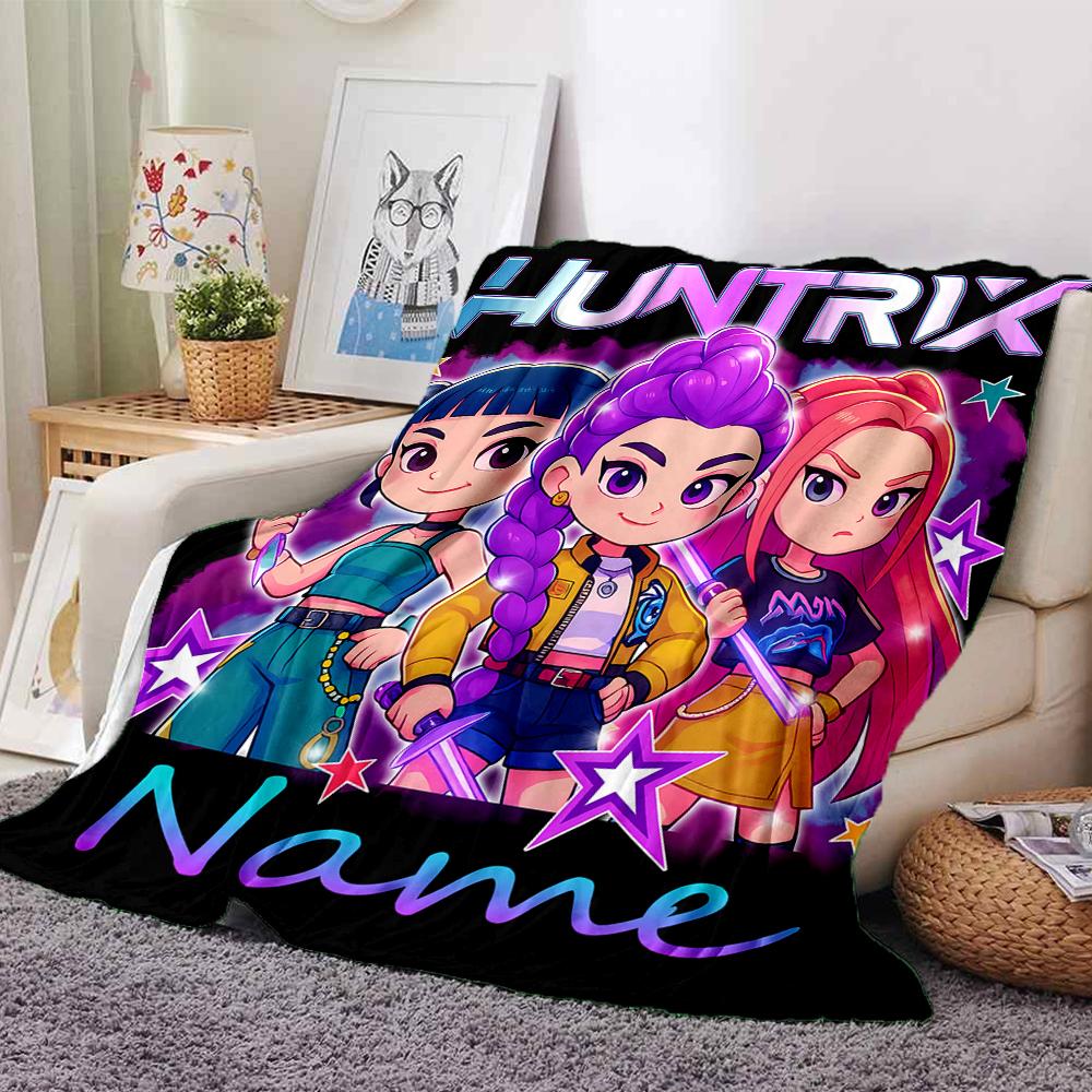 Customiz Name Personality Kpop Demon Hunters  Blanket Soft &Warm Sofa Office Bed Travel Lunch Break Blanket, Gift Suitable All Seasons