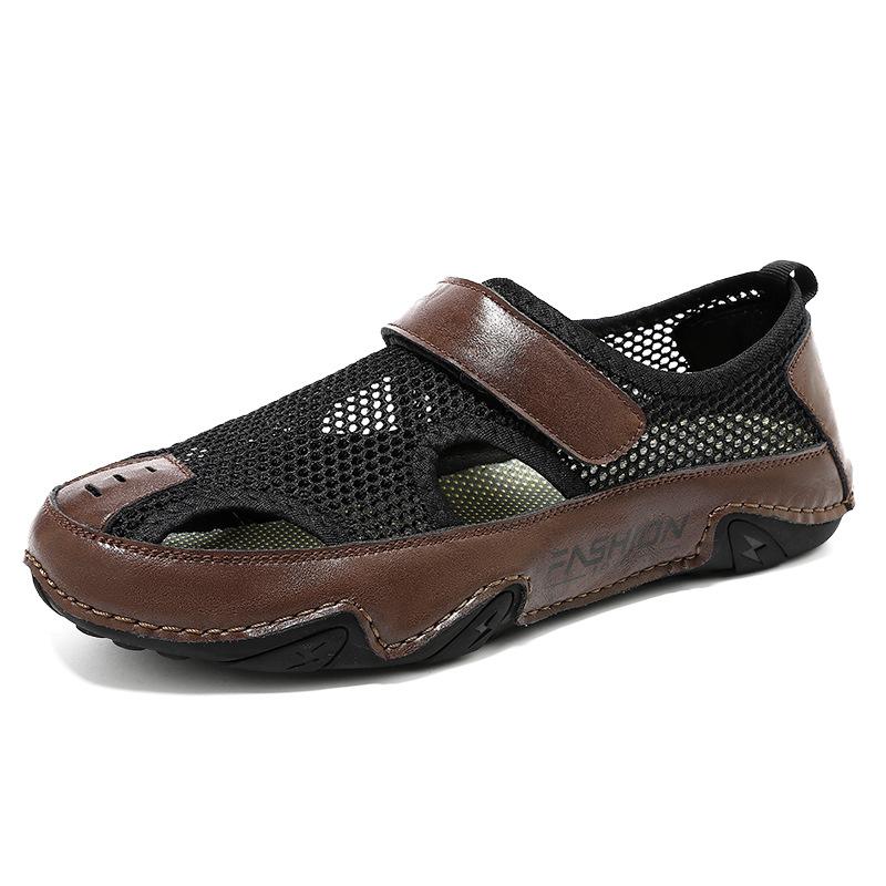 

2025 large size sandals men s summer outdoor mountaineering and wading mesh shoes breathable bag head beach hole shoes men s shoes 46