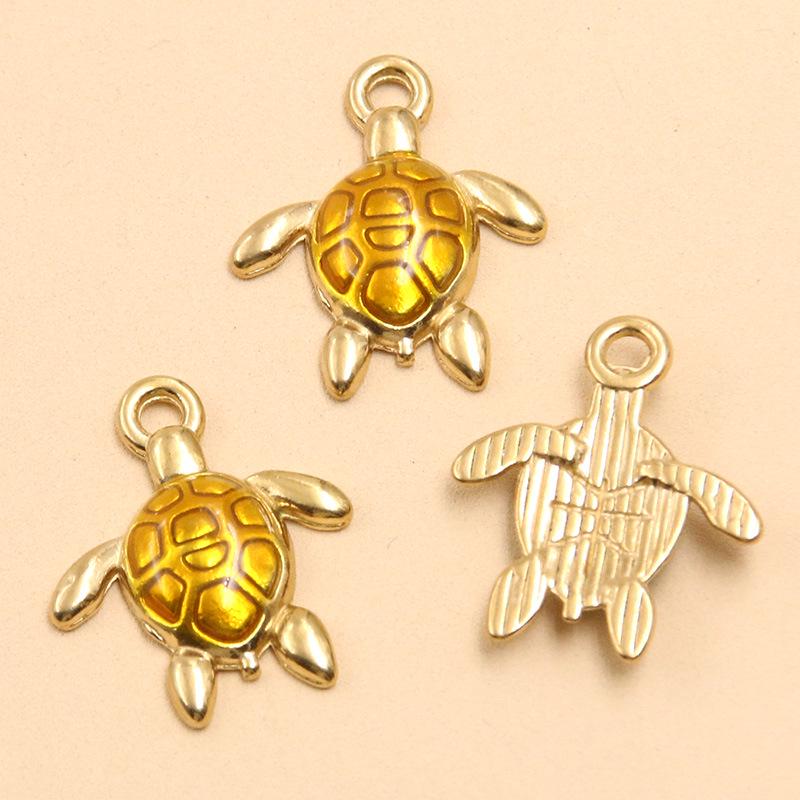 Stainless Steel Turtle Pendant with Inlaid Stone